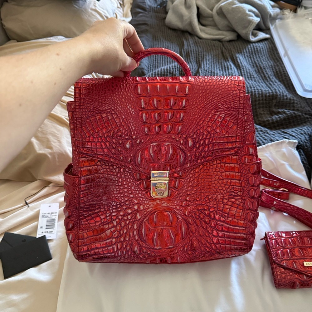 Brahmin Liz Red Dragon Melbourne Backpack and Wallet - Picture 7 of 11